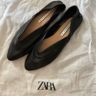 ザラ(ZARA)の未使用ZARAザラリアルレザーフラットシューズ靴38本革(バレエシューズ)