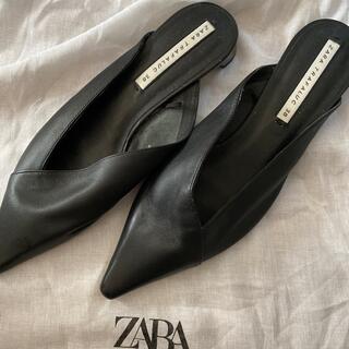 ザラ(ZARA)の未使用ZARAザラリアルレザー本革ミュール靴38(ミュール)