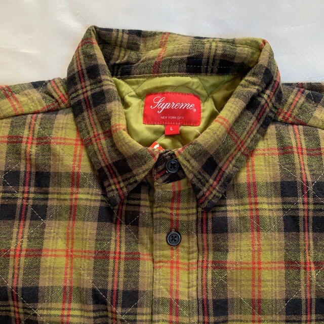 Supreme Quilted Plaid Flannel Shirt Lサイズ