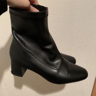 オペークドットクリップ(OPAQUE.CLIP)のオペークドットクリップ　ストレッチショートブーツ　黒　Ｌ(ブーツ)