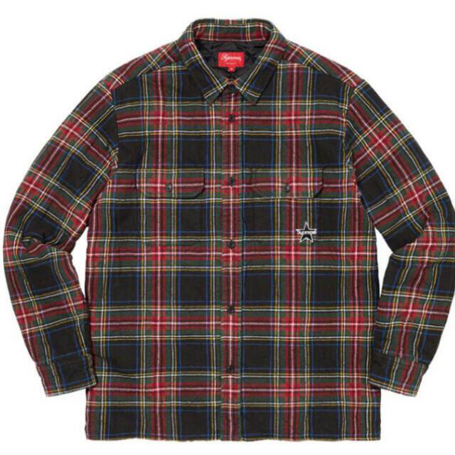 supreme quilted plaid flannel shirt黒　L