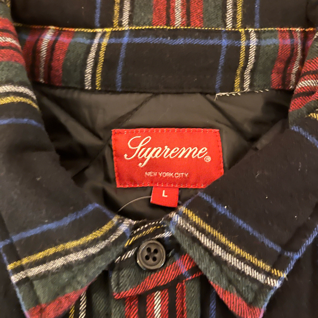 supreme Quilted Plaid Flannel Shirt L 黒