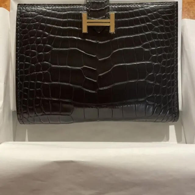 HERMES エルメス べアンコンパクト クロコ アリゲーター