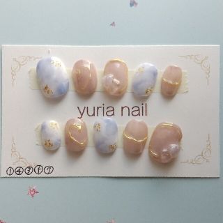 現品♡ジェルネイルチップ/天然石/パワーストーン/ブルーレース/水晶/ミラー