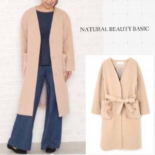 ナチュラルビューティーベーシック(NATURAL BEAUTY BASIC)のナチュラルビューティーベーシック☆ポケットファー  コート sizeM(ロングコート)