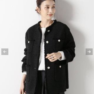 イエナ(IENA)のIENAイエナMonotone Tweed ジャケット新品38(ノーカラージャケット)