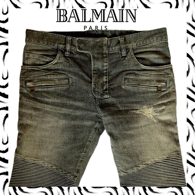 BALMAIN(バルマン)のkazukiti様専用【美品】BALMAIN ブラックデニム バイカーパンツ メンズのパンツ(デニム/ジーンズ)の商品写真