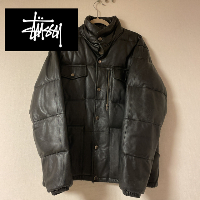 OLD Stussy オールド ステューシー 本革 レザー ダウンジャケット