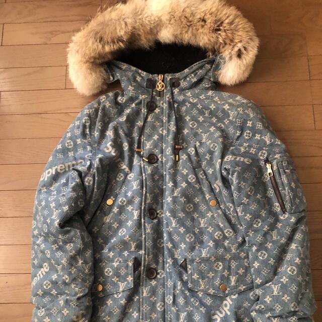 LOUIS VUITTON x SUPREME Jacquard Denim N-3B Shearling Trimmed