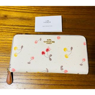 COACH 長財布 さくらんぼ ダークブラウン