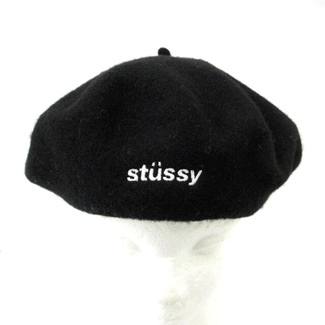 STUSSY(ステューシー)のステューシー ベレー帽 ウール ロゴ 黒 レディースの帽子(ハンチング/ベレー帽)の商品写真