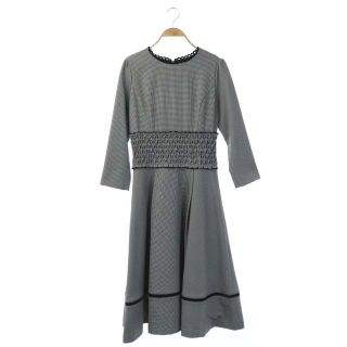 チェスティ(Chesty)のチェスティ 19AW 千鳥柄ワンピース ロング 長袖 フレア 1 黒 白(ロングワンピース/マキシワンピース)