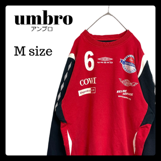 アンブロ(UMBRO)のUSA古着 アンブロ スウェット トレーナー 赤 白 黒 Mサイズ 刺繡(スウェット)