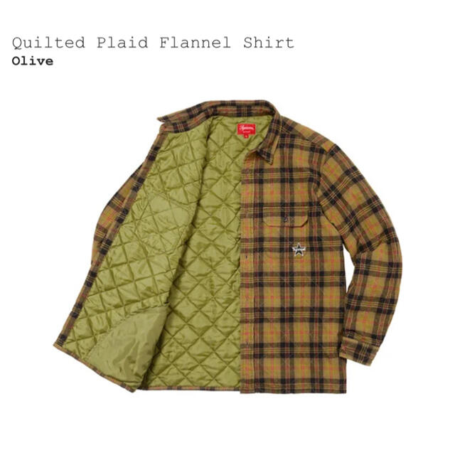 supreme Quilted Plaid Flannel Shirt オリーブ 1