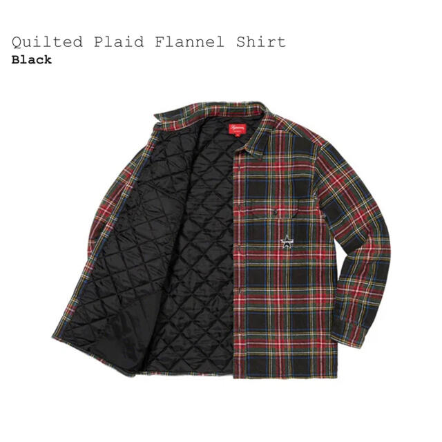 supreme Quilted Plaid Flannel Shirt L 黒 1