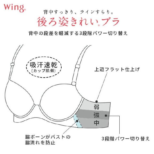 Wacoal ワコール Wing  後ろ姿キレイブラショーツセット 1