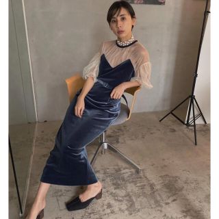 アメリヴィンテージ(Ameri VINTAGE)のTULLE SLEEVE TIGHT DRESS(ロングドレス)