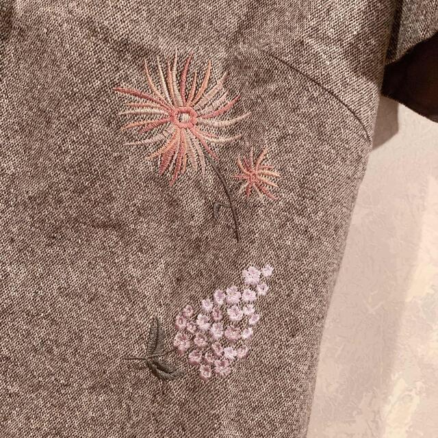 WILLSELECTION(ウィルセレクション)のウィルセレクション　ミニワンピース　ウール 半袖　ツイード 刺繍　花 レディースのワンピース(ミニワンピース)の商品写真