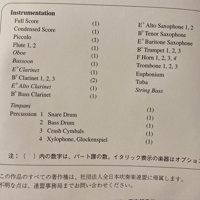 2005年度 全日本吹奏楽コンクール課題曲 楽器のスコア/楽譜(クラシック)の商品写真