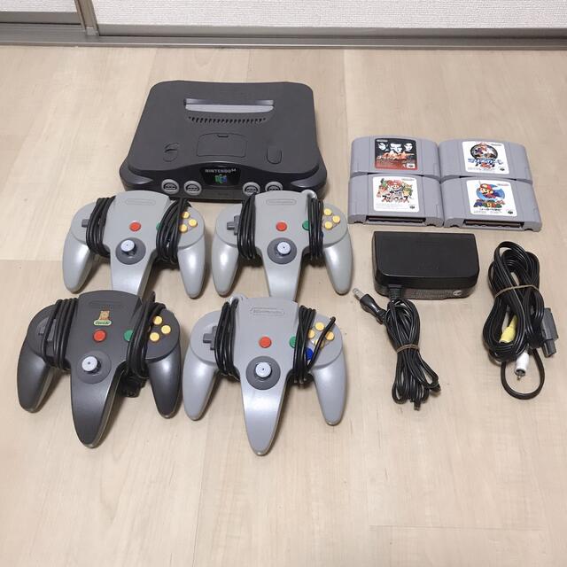 【完動品】Nintendo64 本体＋コントローラー4個＋ソフト4本家庭用ゲーム機本体