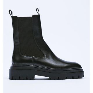 ザラ(ZARA)のZARA レザートラックアンクルブーツ サイドゴアブーツ 36(ブーツ)