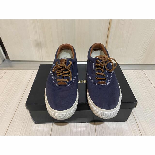 POLO RALPH LAUREN(ポロラルフローレン)のpolo vaughn navy スリッポン　キャンバス　レザー　本革 メンズの靴/シューズ(スニーカー)の商品写真