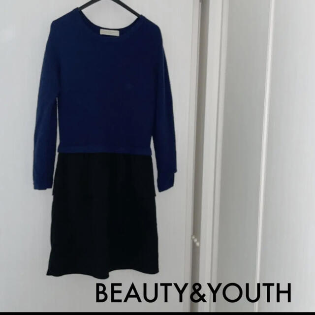 BEAUTY&YOUTH UNITED ARROWS(ビューティアンドユースユナイテッドアローズ)のBEAUTY&YOUTH裾フリルニットワンピース レディースのワンピース(ひざ丈ワンピース)の商品写真