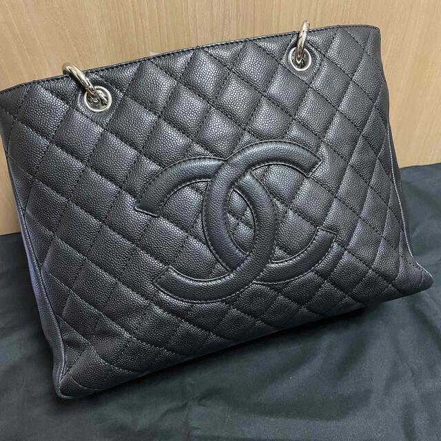 【美品】CHANEL GST グランドショッピング トート ショルダーバッグオープンポケット×1内側