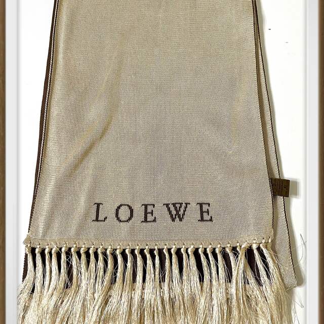 送料無料 難あり ロエベ LOEWE マフラー ニットシルク100%リバーシブル