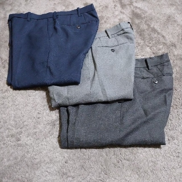 UNIQLO 感動パンツ(ウールライク) 3本セット(紺2/D.GRAY1)