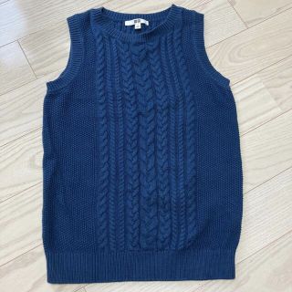 ユニクロ(UNIQLO)のユニクロ　ニットタンクトップ　ネイビー(ニット/セーター)