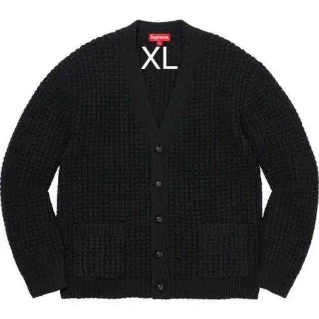 supreme waffle knit cardigan black XL