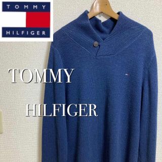 トミーヒルフィガー(TOMMY HILFIGER)のTOMMY HILFIGER コットンニットセーター/トリコ刺繍ロゴ/ネイビー(ニット/セーター)