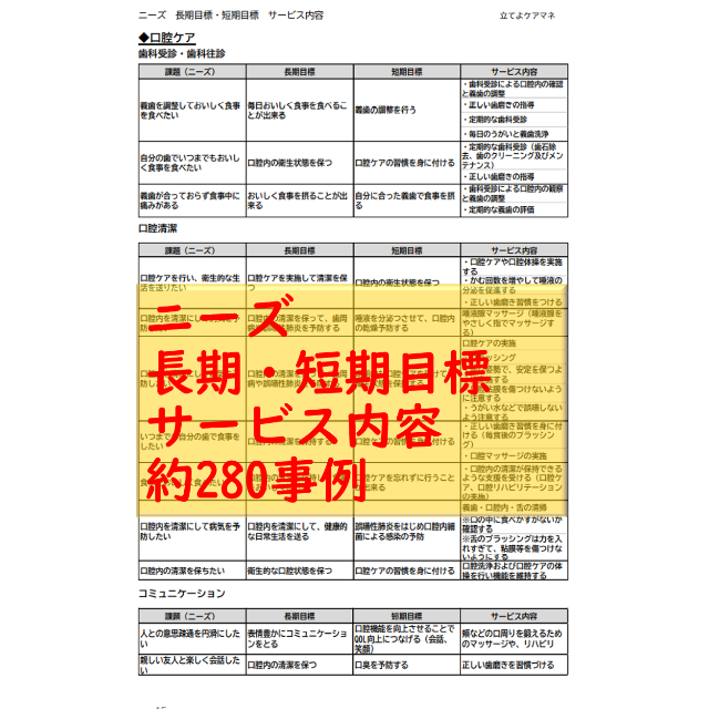 （施設版）ケアプラン文例・記入例　 ハンドメイドのハンドメイド その他(その他)の商品写真