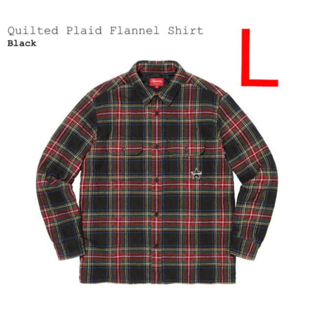 supreme Quilted Plaid Flannel Shirt L 黒