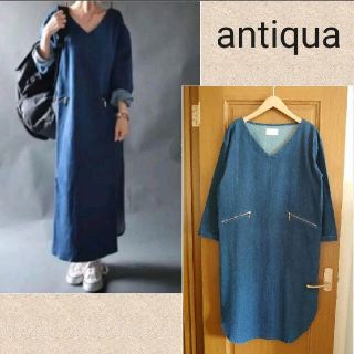 アンティカ(antiqua)の【antiqua】デニム ロングワンピース(ロングワンピース/マキシワンピース)