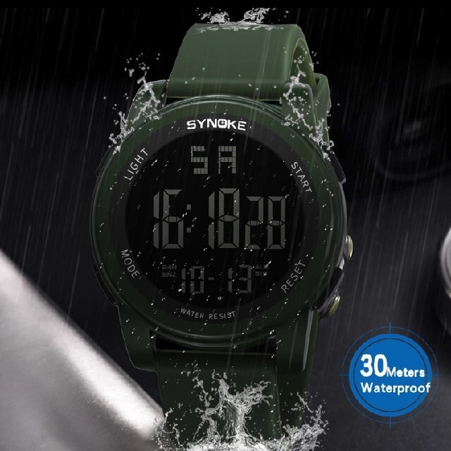 スポーツウォッチ グリーン ダイバーズウォッチ 防水 腕時計 多機能 アラーム メンズの時計(腕時計(デジタル))の商品写真