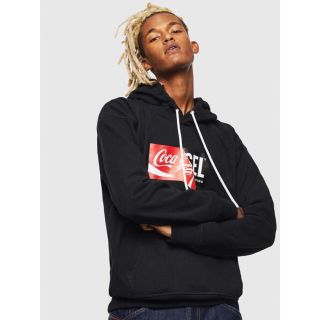 DIESEL パーカー　Coca-Cola コカコーラ　ロゴ　フード　ブラックL