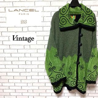 ランセル(LANCEL)の希少 LANCEL ランセル アシンメトリー 総柄 ロングニット コート(ニット/セーター)