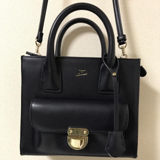 スナイデル(SNIDEL)の美品 snidel スクエアミディアムバッグ ネイビー(ショルダーバッグ)