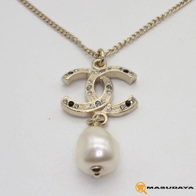 シャネルココマークラインストーンパールロングネックレス【超美品】 | フリマアプリ ラクマ