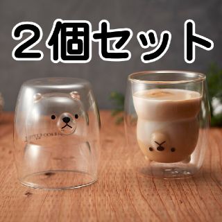 タリーズコーヒー(TULLY'S COFFEE)の♡2個♡ タリーズコーヒー ベアフル ダブルグラス グラス (グラス/カップ)