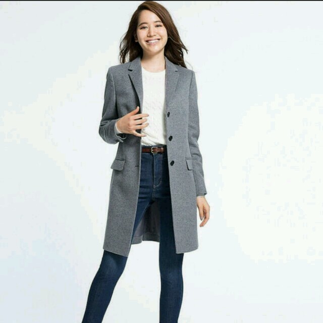 美品　UNIQLO チェスターコート カシミヤ Lサイズ