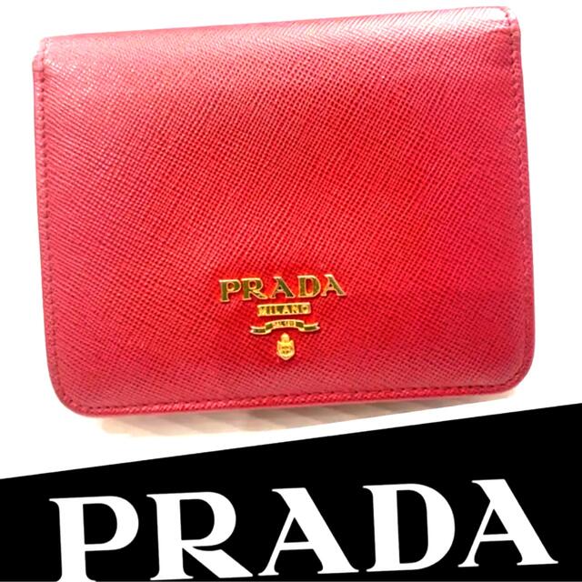 PRADA(プラダ)のPRADA プラダ 財布 ウォレット サフィアーノ 三つ折り 赤 レディースのファッション小物(財布)の商品写真