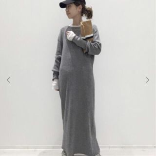 ドゥーズィエムクラス 19AW Rib slit ワンピース リブ ロング 紺