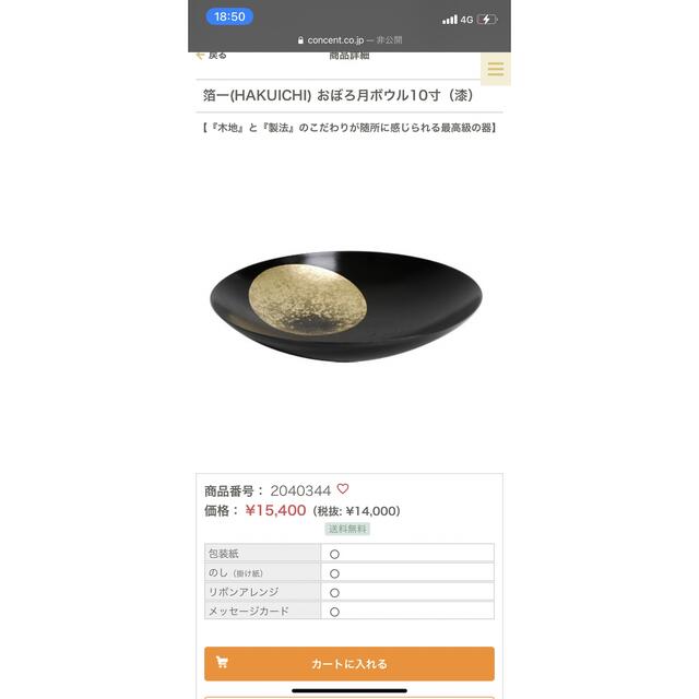 箔一　おぼろ月　ボウル10寸　(漆) セット　新品　未使用　箱付き国産センノキ箔