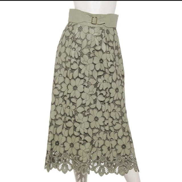 レザーカットワーク刺繍スカート （モカ）