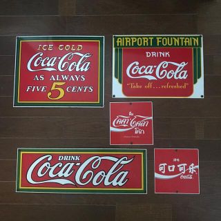 コカコーラ(コカ・コーラ)のCoca Cola スチール看板5枚セット(その他)