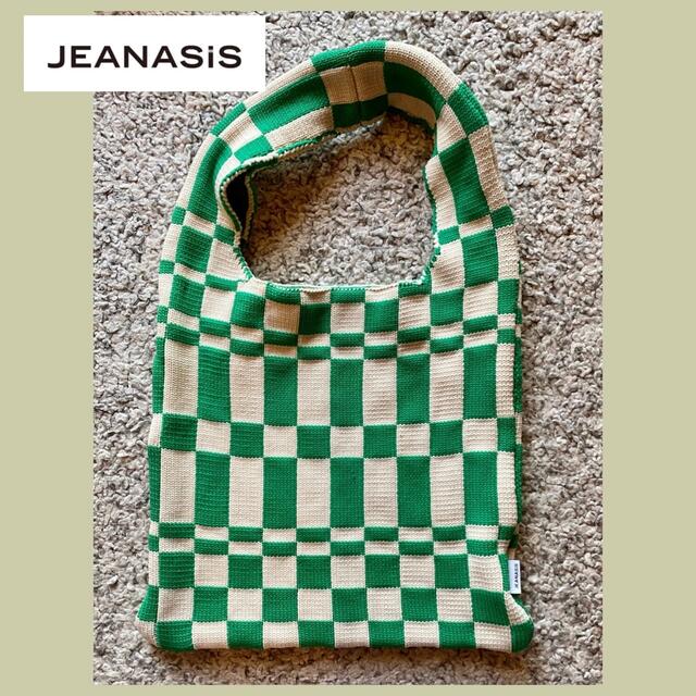 JEANASIS(ジーナシス)の【現行商品】JEANASiS   チェッカーフラッグニットバッグ レディースのバッグ(ハンドバッグ)の商品写真