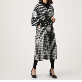 アズールバイマウジー(AZUL by moussy)の【美品】アズールバイマウジー ギンガムチェック コットンワンピース 羽織り(ロングワンピース/マキシワンピース)